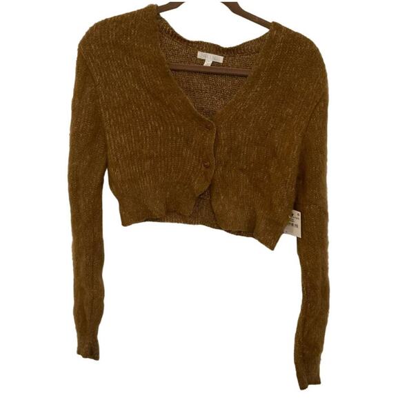 Abound Crop Deep V-Neck Cardigan Sweater Sz Medium in Rust Amber NWT - Picture 1 of 6